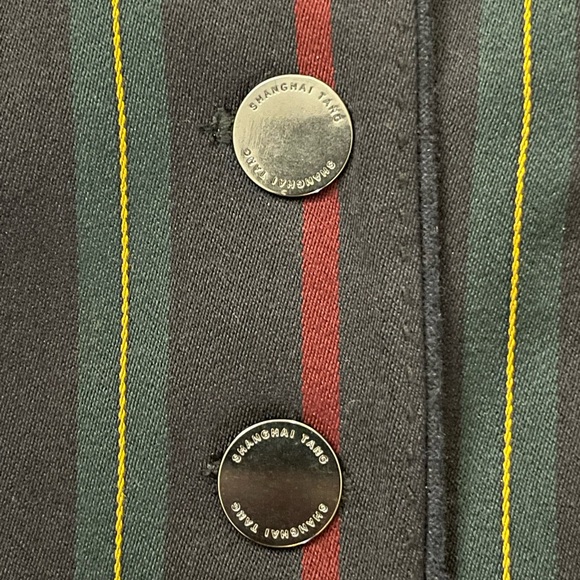 Shanghai Tang SIZE 2 (XS) Stripe Mandarin Blazer Jacket Navy - Picture 4 of 17